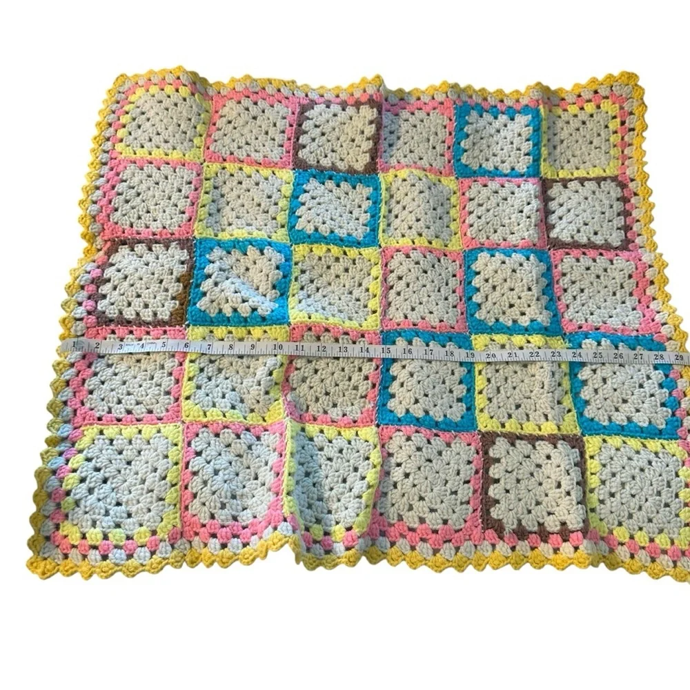 Vintage Handmade Colorful Baby Crochet Blanket